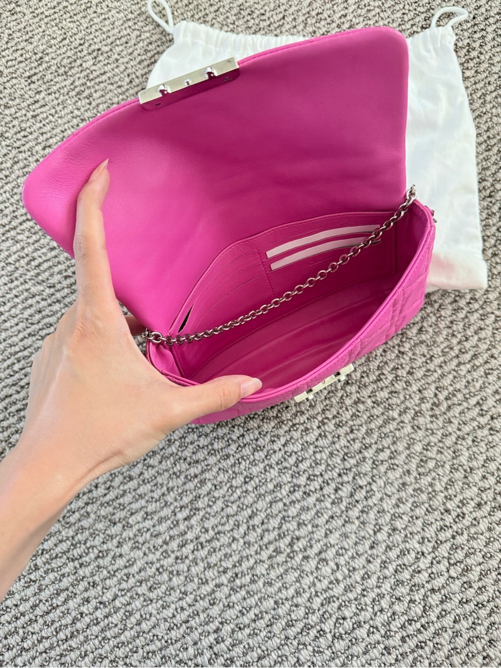 Dior Miss Dior Pink Cannage Leather Chain Bag Silver Hardware - Picture 6 of 12
